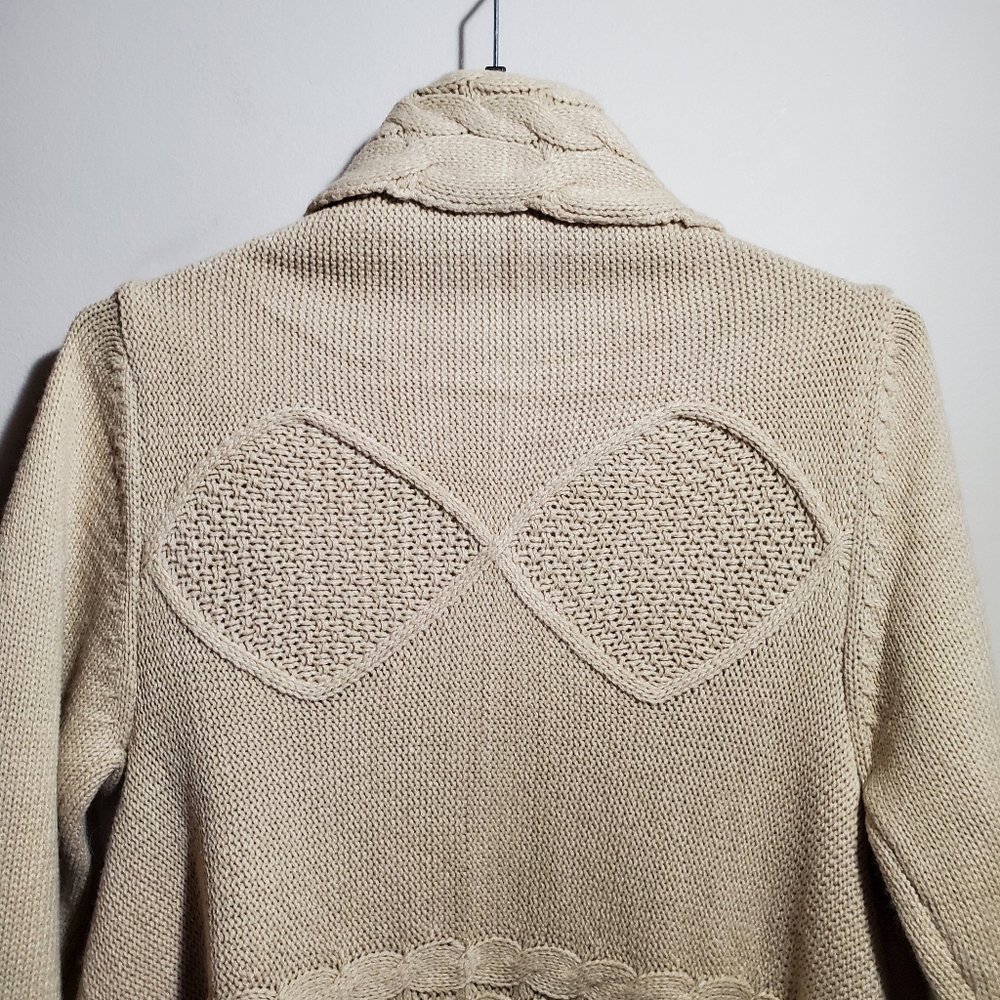 LOVE CRAZY Cable Knit Duster Cardigan Waterfall Style Open Front Size Lg. EUC - Picture 7 of 14